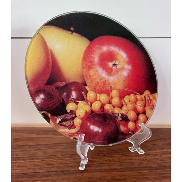 Cooking Concepts Glass Cutting Boards Fruit Apple Grapes Round & Square Vintage - Picture 2 of 6